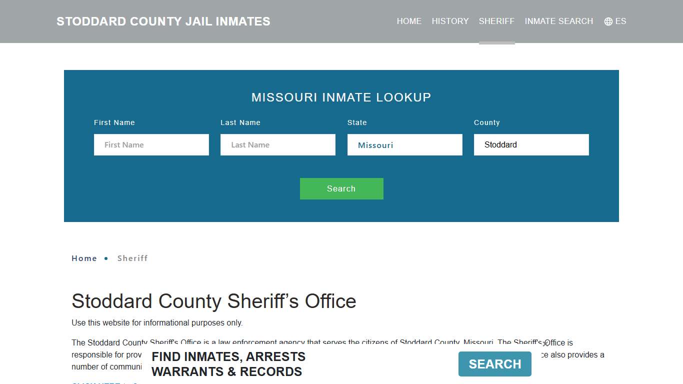 Stoddard County Sheriff, MO Arrest Warrant Lookup