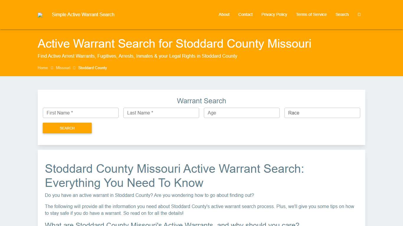 Active Warrant Search in Stoddard County Missouri - Outstanding Warrants